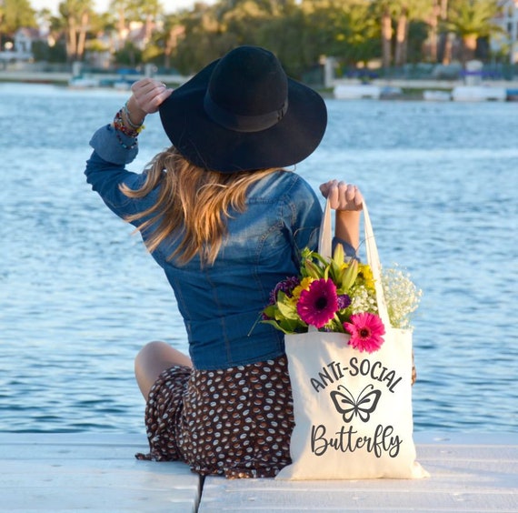 Tote Bag ANTI-SOCIAL BUTTERFLY Tote Bag Gift Bag