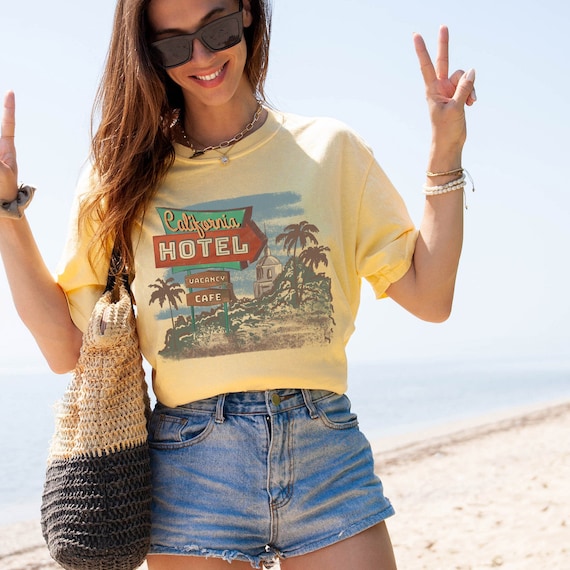 Women's CALIFORNIA Music Band Shirt Classic Retro Vintage Trendy Chic Cute Comfort Colors Graphic Tee Plus Sizes avail to 4XL