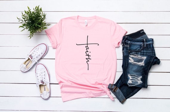 Women's FAITH Tee Inspirational Faith Religon Christian T-Shirt Graphic Tee Plus Size