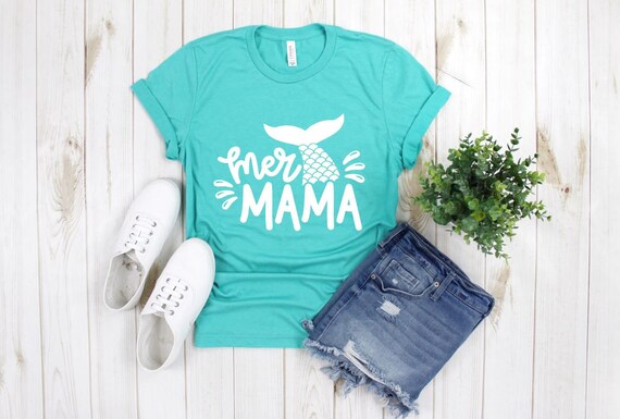 Women's MER MAMA MERMAID Swim Mom Tee T-Shirt Funny Humor Graphic Tee Plus Size