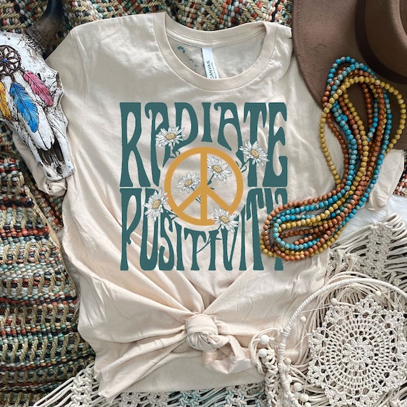 Women's RADIATE POSITIVITY Hippie Kindness Peace Tee T-Shirt Graphic Tee Plus Size AVAIL 3X 3XL 4X 4XL
