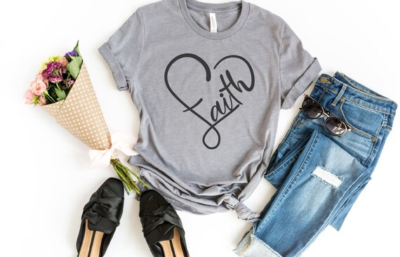 Women's FAITH Inspirational Faith Religious Christian Tee T-Shirt Graphic Tee Plus Size Avail 3X 3XL 4X 4XL