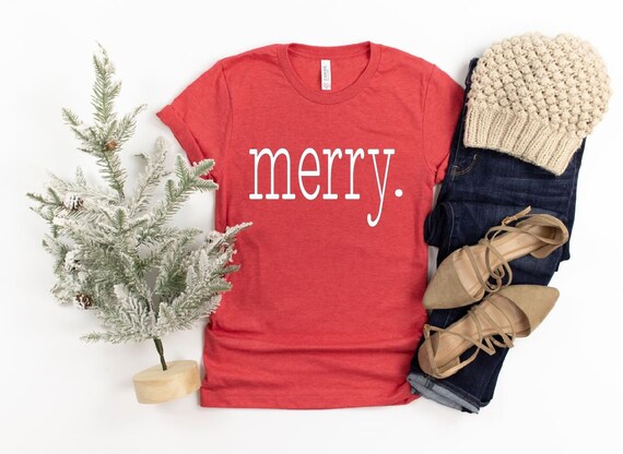 Women's merry. Typewriter text Limited Time Cute Funny Winter Holiday Christmas Tee T-Shirt Graphic Tee  Plus Sizes avail 3XL 4XL