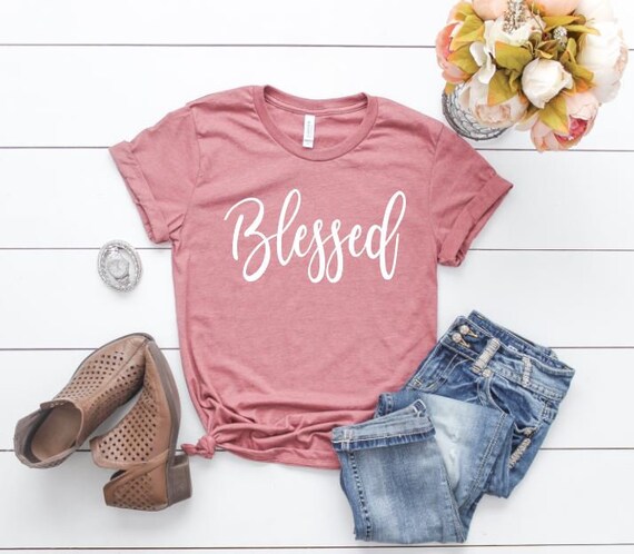 Women's BLESSED Inspirational Faith Religious Christian Tee T-Shirt Graphic Tee Plus Size 3X 3XL 4X 4XL Avail