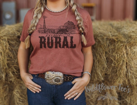 Women's KEEPIN IT RURAL Farm Country Small Town Graphic Tee Plus Size Tee t-shirts avail S-4XL 3X 3XL 4X 4XL