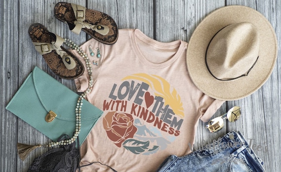 Women's LOVE THEM With KINDNESS Inspirational Tee T-Shirt Graphic Tee Plus Size 3XL 4XL Avail