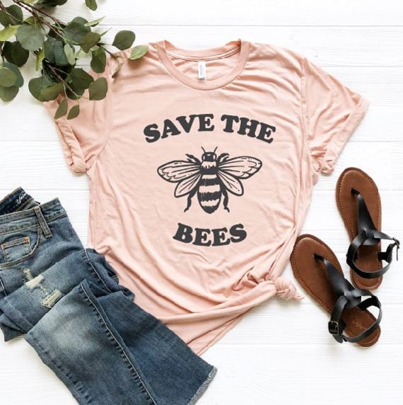Women's SAVE THE BEES Tee T-Shirt Nature Honey Environment Healthy Beekeeper Beehive Organic Gardening Graphic Tee Plus Size 3X 3XL 4X 4XL