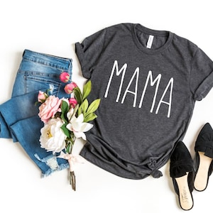 TOWNOWN Mama Graphic T-Shirt - Short Sleeve Mom Life Tee, Blue, Medium
