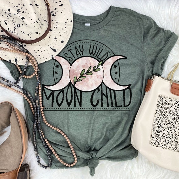 Women's Stay Wild MOON CHILD Inspirational Tee T-Shirt Graphic Tee Plus Size AVAIL 3X 3XL 4X 4XL