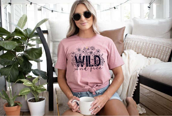 Women's WILD AnD FREE Wildflowers Tee T-Shirt Be Kind Spring tee t-shirt Motivational Affirmation Graphic Tee Plus Size 3X 3XL 4X 4XL