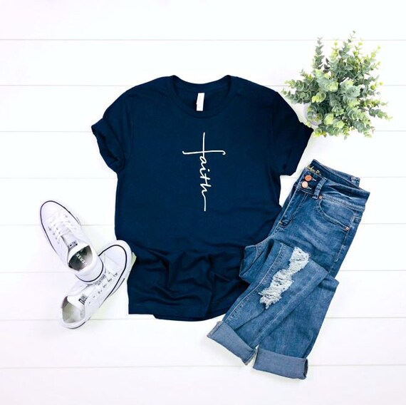 Women's FAITH Tee Inspirational Faith Religon Christian T-Shirt Graphic Tee Plus Size