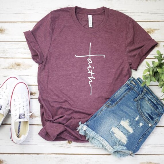 Women's FAITH Inspirational Faith Religious Christian Tee T-Shirt Graphic Tee Plus Size Avail 3X 3XL 4X 4XL 5X 5XL