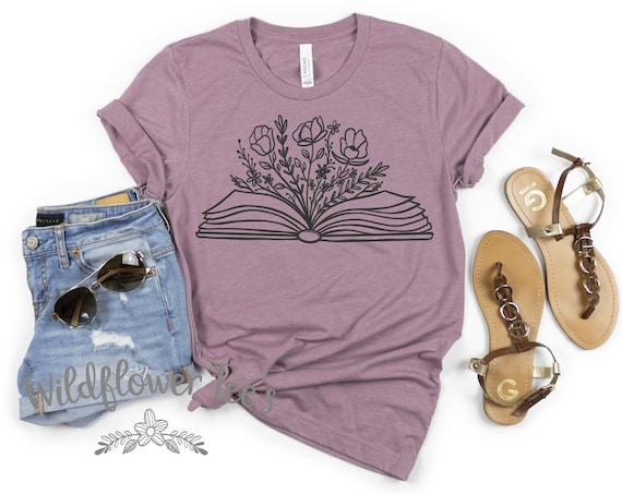 Women's FLORAL BOOK Bible Read Book Lover Teacher Librarian Student Tee T-Shirt Graphic Tee Plus Size 3X 3XL 4X 4XL Avail