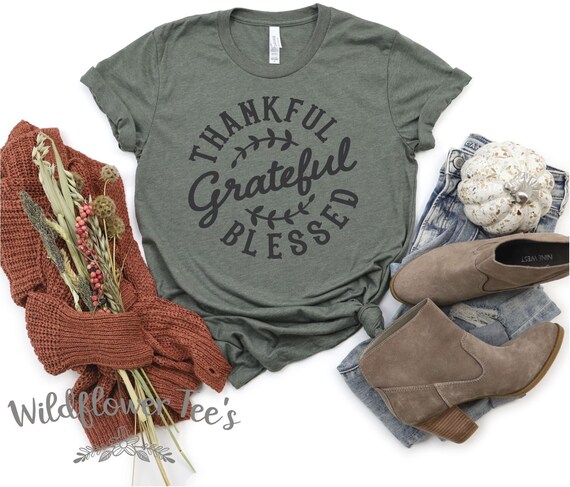 Women's GRATEFUL THANKFUL BLESSED Limited Time Cute Fall Autumn Seasonal Tee T-Shirt Graphic Tee Plus Size 3XL 4XL Avail
