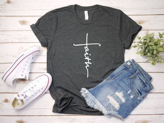 Women's FAITH Inspirational Faith Religious Christian Tee T-Shirt Graphic Tee Plus Size 3X 3XL 4X 4XL 5X 5XL