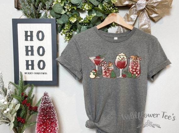 Women's CHRISTMAS COCKTAILS Drinks Wine Spirit Cozy Comfy Christmas Trendy Boho Chic Winter Plus Size Avail up to 3XL 4XL 5XL