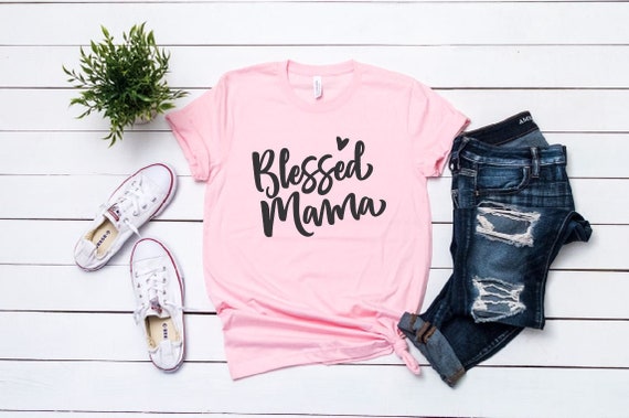 Women's BLESSED MAMA Inspirational Religious Faith Jesus Christian Bible MOM Tee gift T-Shirt Graphic Tee Plus Size 3X 4X 3XL 4XL Avail