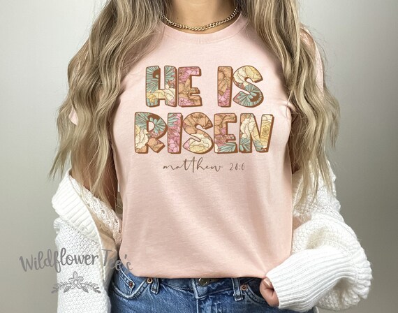 Women's HE IS RISEN Limited Cute Holiday Easter Passover Faith Christian Spring Tee T-Shirt Graphic Tee Plus Size Avail in 3X 3XL 4X 4XL