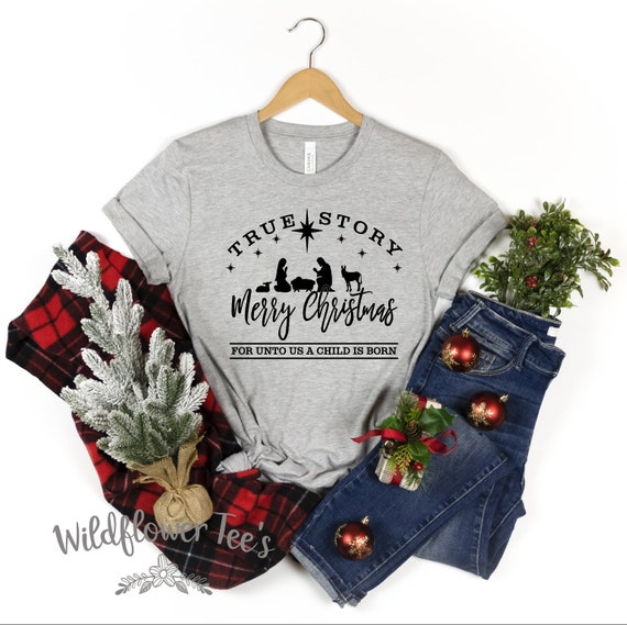 Women's TRUE STORY Merry Christmas Cozy Comfy Christmas Faith Religion Christian Jesus Plus Size Avail up to 3XL 4XL 5XL