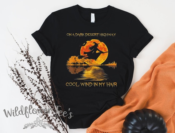 Women's HIGHWAY Flying Witch Rock & Roll Old School Halloween Witch Graphic Tee T-Shirt plus size 4XL 5XL Avail
