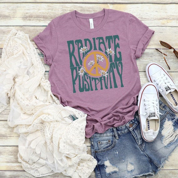 Women's RADIATE POSITIVITY Hippie Kindness Peace Tee T-Shirt Graphic Tee Plus Size AVAIL 3X 3XL 4X 4XL