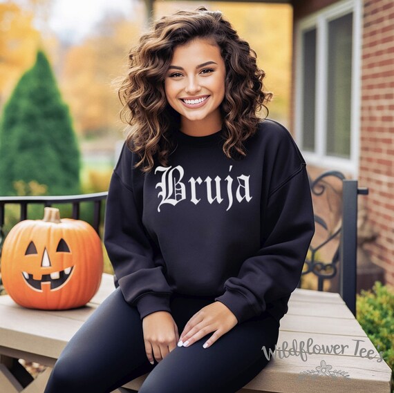 Women's BRUJA Chingona Gothic Latina Hispanic Witchy Witch Cozy Comfy Halloween Graphic Sweatshirt Fleece plus sizes avail up to 4XL 5XL
