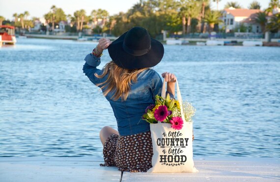 Tote Bag A Little COUNTRY A Little HOOD Country Music Hip Hop Tote Bag, Country, Festival Tote, Gift Bag