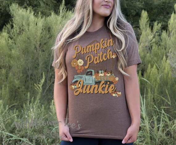 Women's Fall PUMPKIN PATCH JUNKIE Limited Time Cute Fall Autumn Seasonal Tee T-Shirt Graphic Tee Plus Sizes up to 3XL 4XL Avail