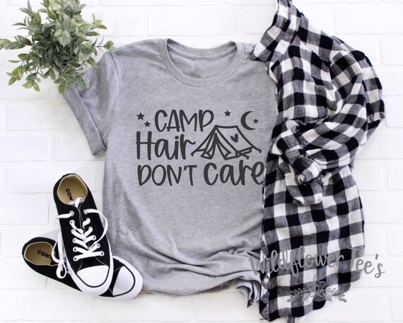 Women's CAMP HAIR Don't CARE Tee T-Shirt Graphic Tee Plus Size Available in 3X 3XL 4X 4XL 5X 5XL