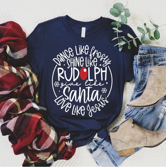 Women's Dance Like Frosty SHINE LIKE RUDOLPH... Limited Cute Holiday Christmas Tee T-Shirt Graphic Tee Plus Size Avail in 3XL 4XL 5XL