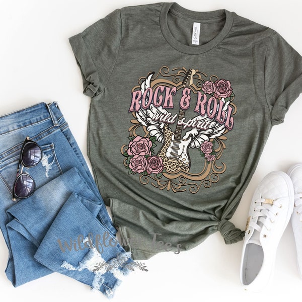 Women's ROCK & ROLL Wild Spirit Vintage Style Old School Old Soul Tee T-Shirt Retro Antique Graphic Tee Plus Size 3X 4X 3XL 4XL Avail