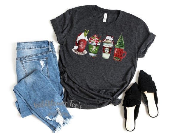 Women's CHRISTMAS VACAY LATTES Limited Cute Holiday Christmas Tee T-Shirt Graphic Tee Plus Size Avail in 3XL 4XL 5XL