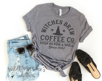 Women's WITCHES BREW COFFEE Co Limited Time Cute Halloween Fall Autumn Cute Boho Chic Trendy Graphic T-Shirt Tee Plus Sizes up to 4XL Avail