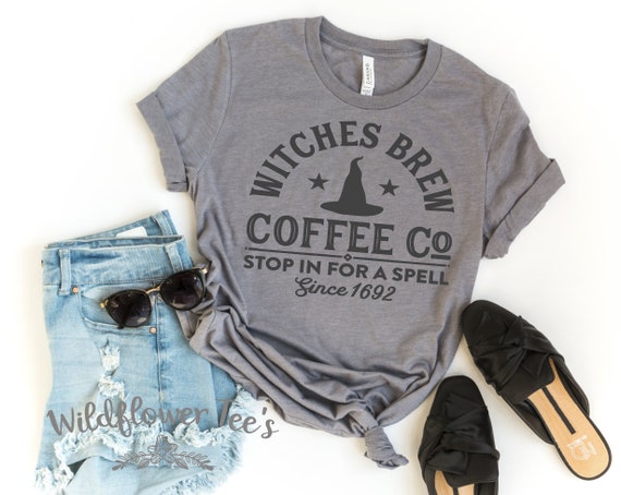 Women's WITCHES BREW COFFEE Co Limited Time Cute Halloween Fall Autumn Cute Boho Chic Trendy Graphic T-Shirt Tee Plus Sizes up to 4XL Avail