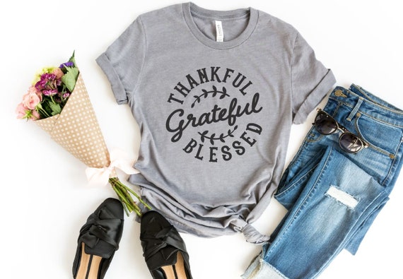 Women's GRATEFUL THANKFUL BLESSED Limited Time Cute Fall Autumn Seasonal Tee T-Shirt Graphic Tee Plus Size 3XL 4XL Avail