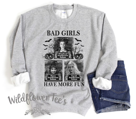 Women's SBAD GIRLS Have More Fun Cozy Comfy Witch Witches Spells Fall Halloween Sweatshirt Fleece Winter plus sizes avail up to 4XL 5XL