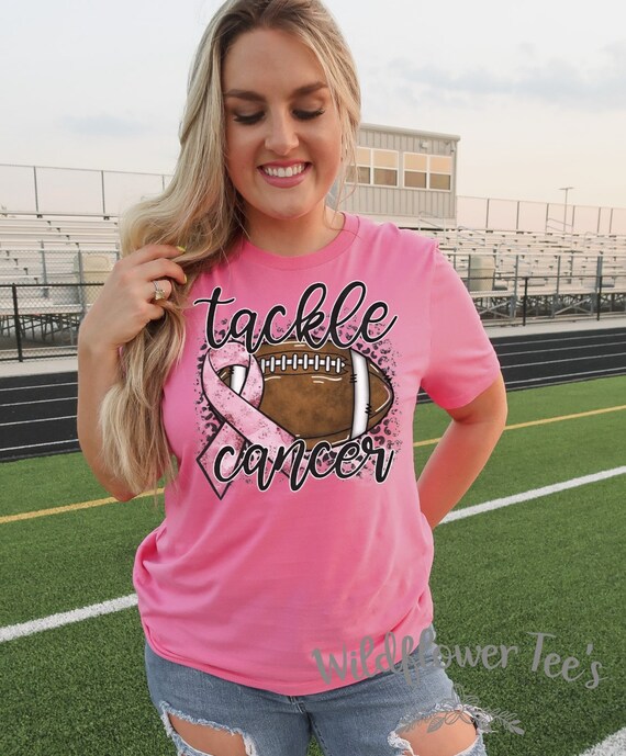 Women's Breast Cancer Awareness TACKLE CANCER Football Tee T-Shirt Autism Awareness Graphic Tee Plus Size 3X 4X 3XL 4XL Available