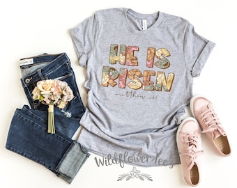 Women's HE IS RISEN Limited Cute Holiday Easter Passover Faith Christian Spring Tee T-Shirt Graphic Tee Plus Size Avail up to 4X 4XL 5X 5XL
