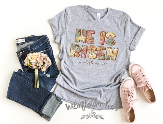Women's HE IS RISEN Limited Cute Holiday Easter Passover Faith Christian Spring Tee T-Shirt Graphic Tee Plus Size Avail up to 4X 4XL 5X 5XL