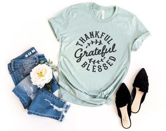 Women's GRATEFUL THANKFUL BLESSED Limited Time Cute Fall Autumn Seasonal Tee T-Shirt Graphic Tee Plus Size 3XL 4XL Avail
