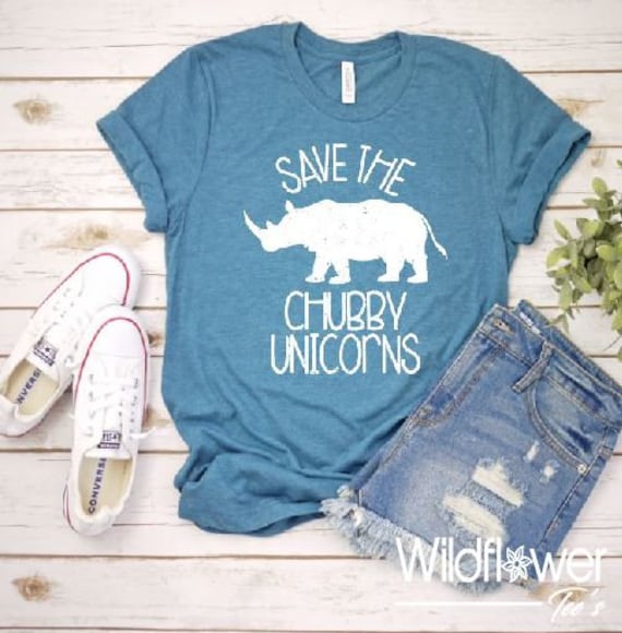 Women's SAVE The CHUBBY UNICORNS Rhino Tee T-Shirt Funny Humor Graphic Tee Plus Size Tee t-shirts avail S-4XL 3X 3XL 4X 4XL