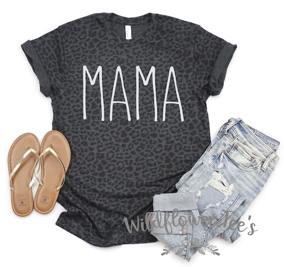 Women's Leopard MAMA Tee T-Shirt Country Graphic Tee Plus Size Avail 3XL 4XL