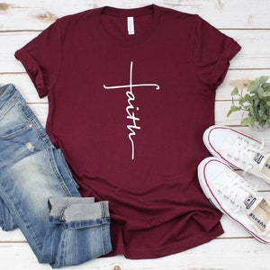 Women's FAITH Inspirational Faith Religious Christian Tee T-Shirt Graphic Tee Plus Size Avail 3X 3XL 4X 4XL