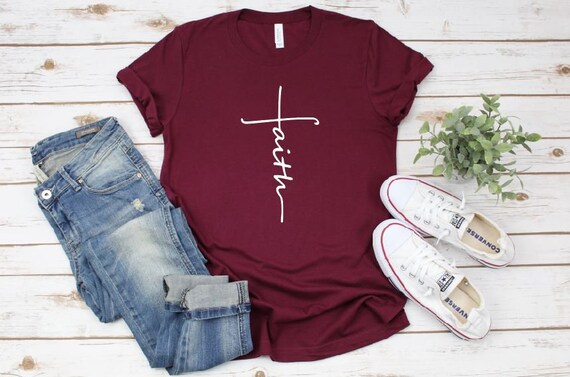 Women's FAITH Inspirational Faith Religious Christian Tee T-Shirt Graphic Tee Plus Size Avail 3X 3XL 4X 4XL