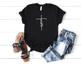 Women's FAITH Tee Inspirational Faith Religon Christian T-Shirt Graphic Tee Plus Size 3X 3XL 4X 4XL 5X 5XL