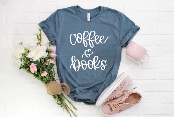 Women's COFFEE & BOOKS Read Book Lover Teacher Student Tee T-Shirt Graphic Tee Plus Size 3X 3XL 4X 4XL Avail