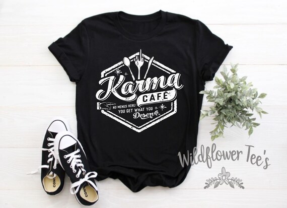 Women's KARMA CAFE Fall Halloween Witch Spell Limited Tee T-Shirt Graphic Tee S - 3XL 4XL 5XL