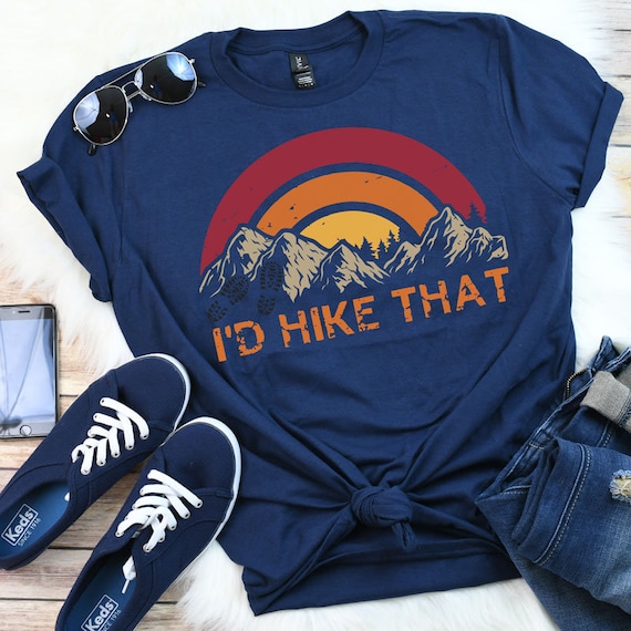 Women's I'D HIKE THAT Funny Hiking Camping Outdoorsy Workout Tee T-Shirt Graphic Tee Plus Size Available in 3X 3XL 4X 4XL 5X 5XL