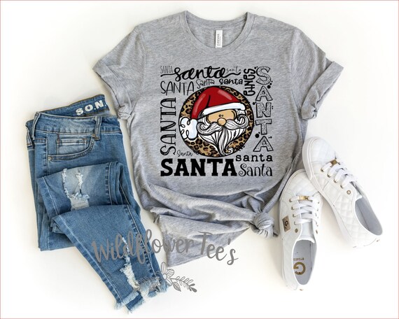 Women's CHRISTMAS SANTA TYPOGRAPHY... Limited Cute Holiday Christmas Tee T-Shirt Graphic Tee Plus Size Avail in 3XL 4XL 5XL