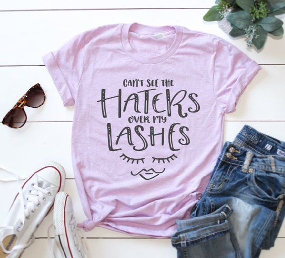 Women's Can't See The Haters Over My Lashes Tee Yonique Mascara Make-up Beauty T-Shirt Graphic Tee Plus Size